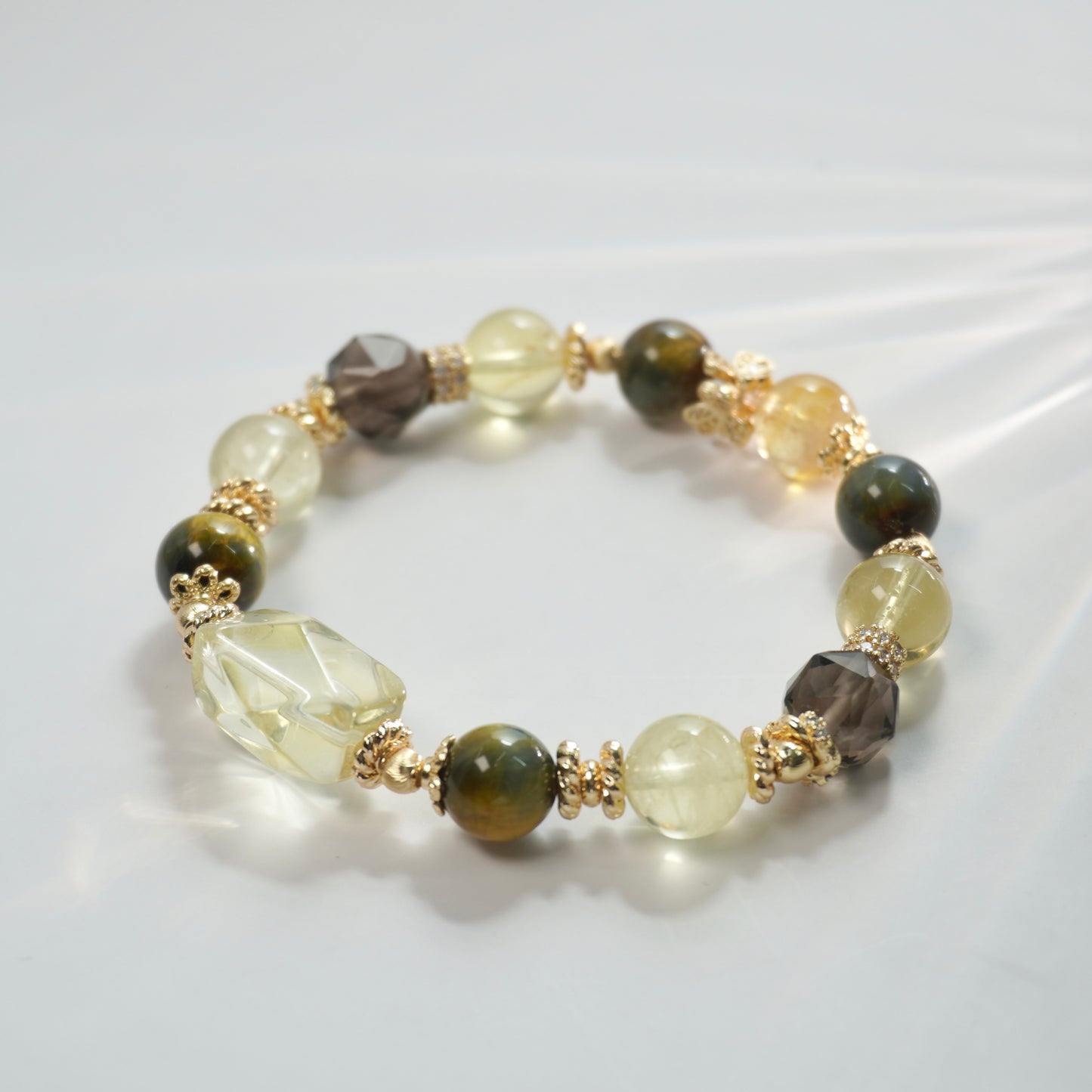 Confidence, Strength & Opportunities | Citrine, Pietersite & Icy Obsidian Crystal Bracelet