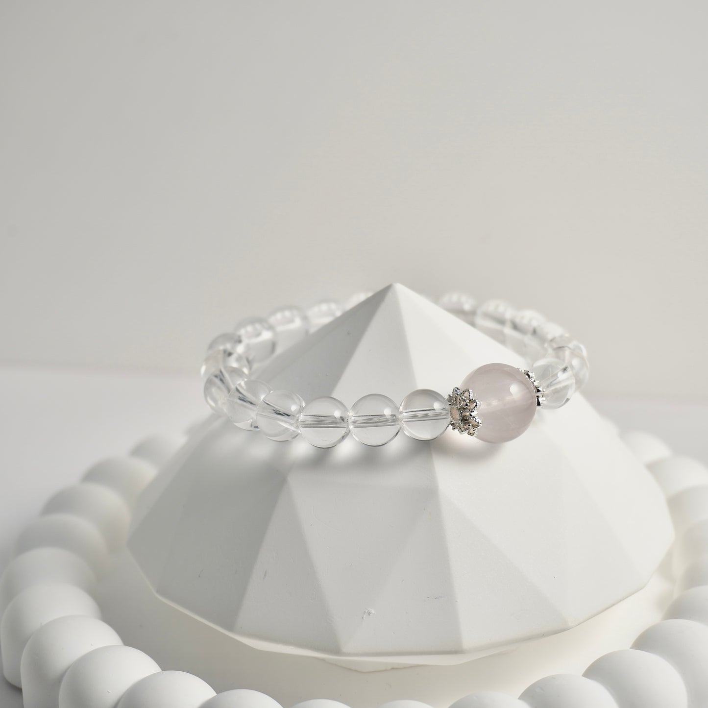 Clear Quartz & Rose Quartz Crystal Bracelet