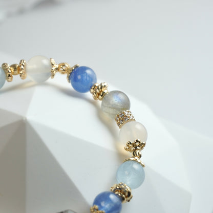 Clarity, Courage & Inner Balance | Venom Super 7, Kyanite, Aquamarine, White Agate & Labradorite Crystal Bracelet