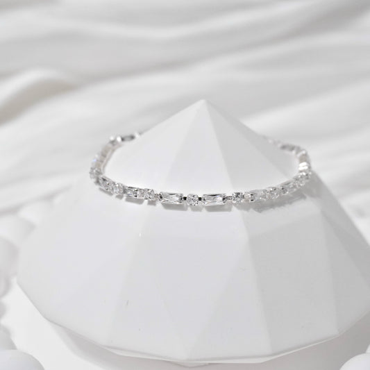 Rectangular Tennis Bracelet | Silver (White Zircon)