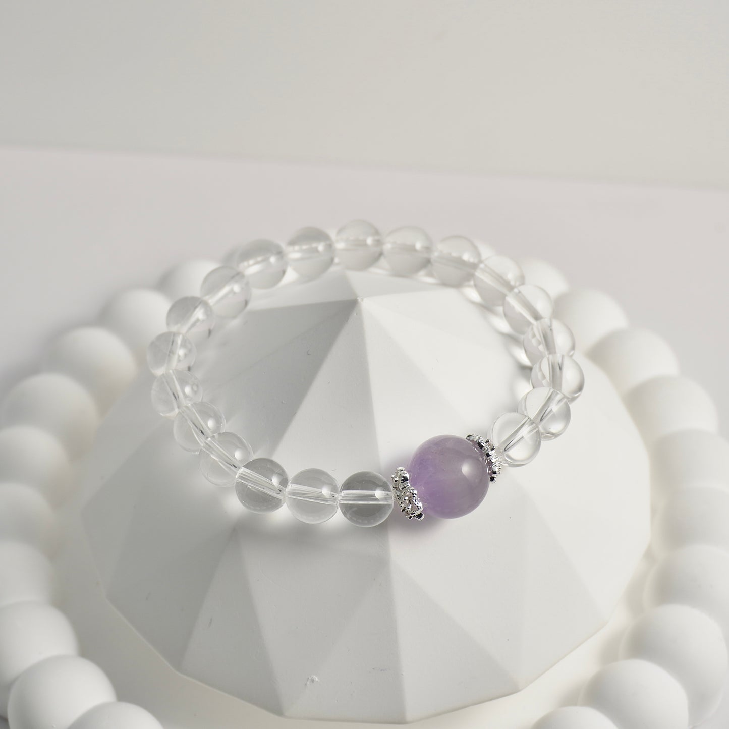 Amethyst & Clear Quartz Crystal Bracelet
