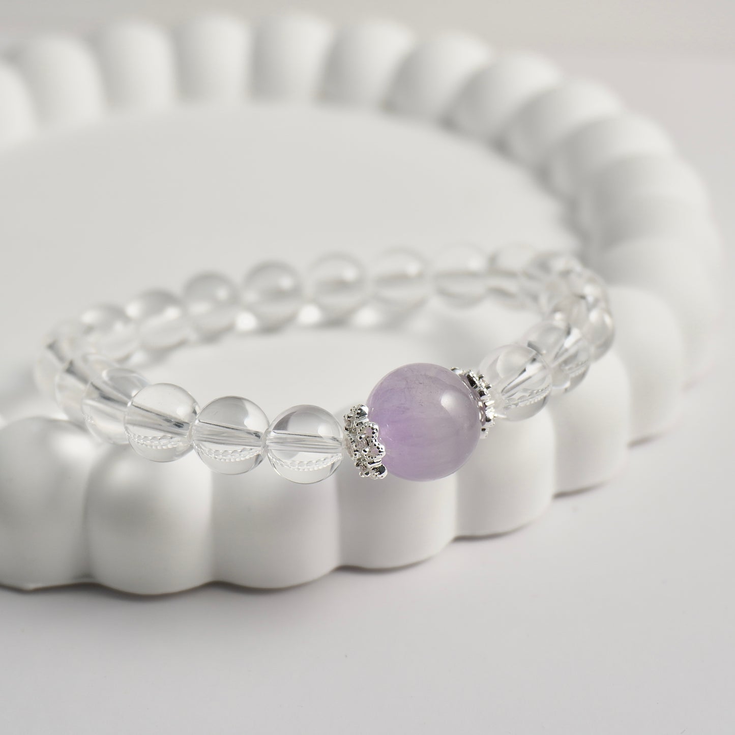 Amethyst & Clear Quartz Crystal Bracelet