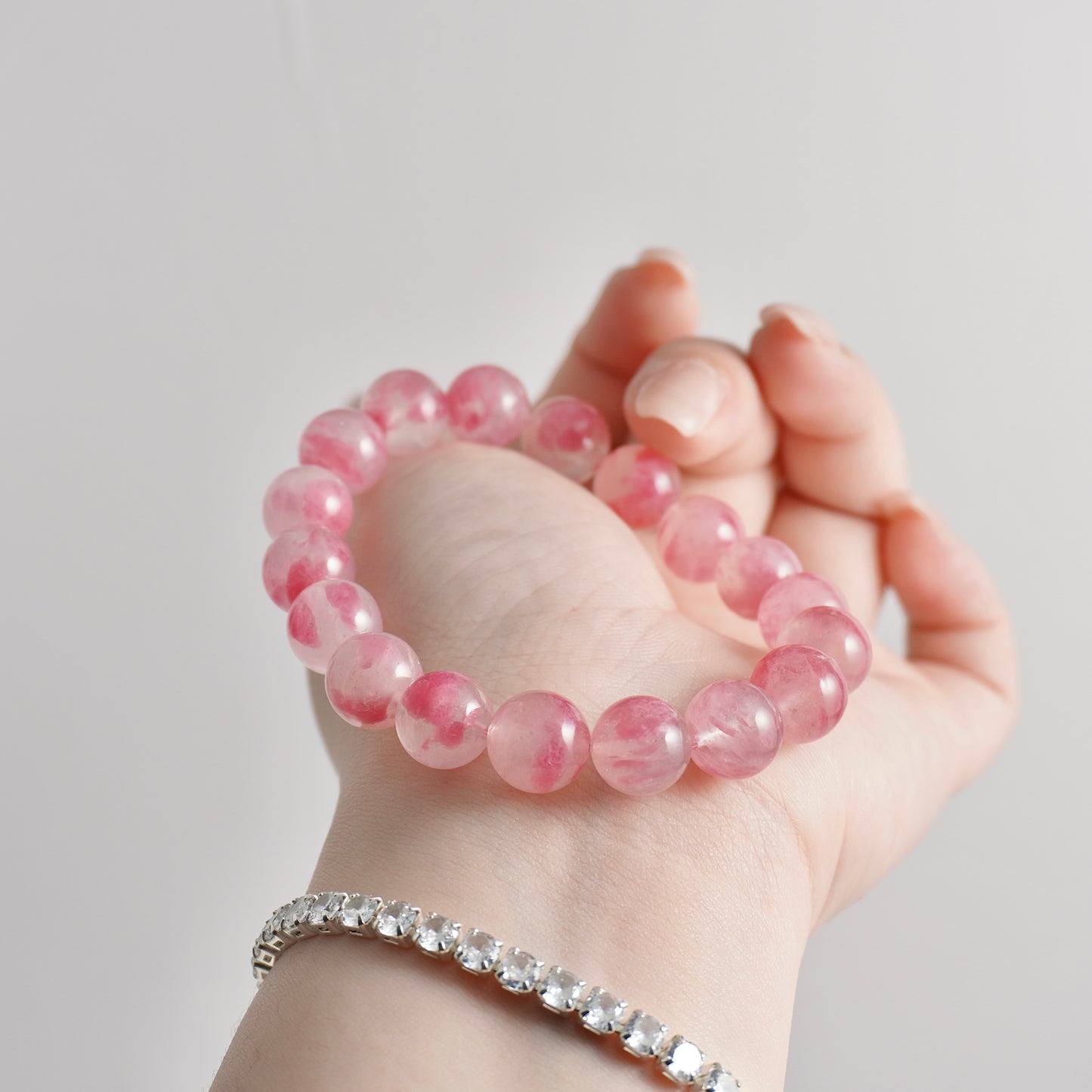 [ Actual item ] Sakura Rain Rhodonite Crystal Bracelet