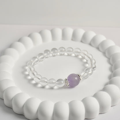 Amethyst & Clear Quartz Crystal Bracelet