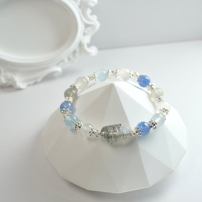 Clarity, Courage & Inner Balance | Venom Super 7, Kyanite, Aquamarine, White Agate & Labradorite Crystal Bracelet