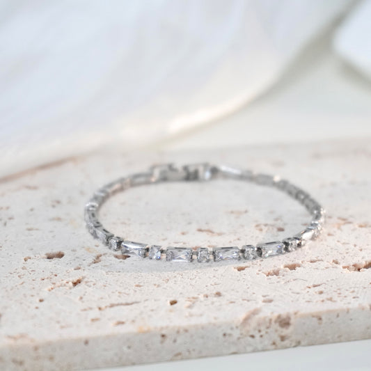 Rectangular Tennis Bracelet | White Gold (White Zircon)