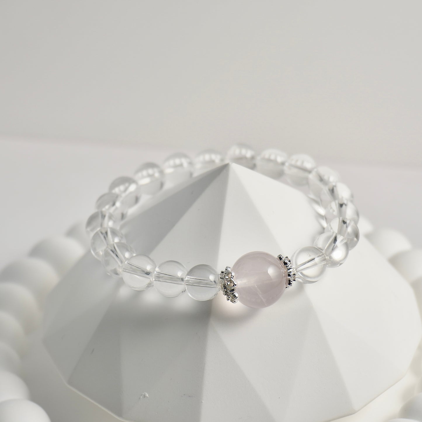 Clear Quartz & Rose Quartz Crystal Bracelet
