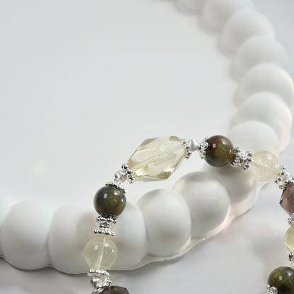 Confidence, Strength & Opportunities | Citrine, Pietersite & Icy Obsidian Crystal Bracelet