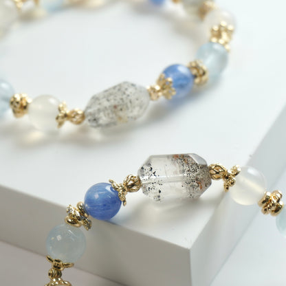 Clarity, Courage & Inner Balance | Venom Super 7, Kyanite, Aquamarine, White Agate & Labradorite Crystal Bracelet