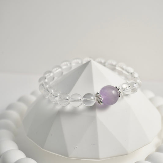 Amethyst & Clear Quartz Crystal Bracelet