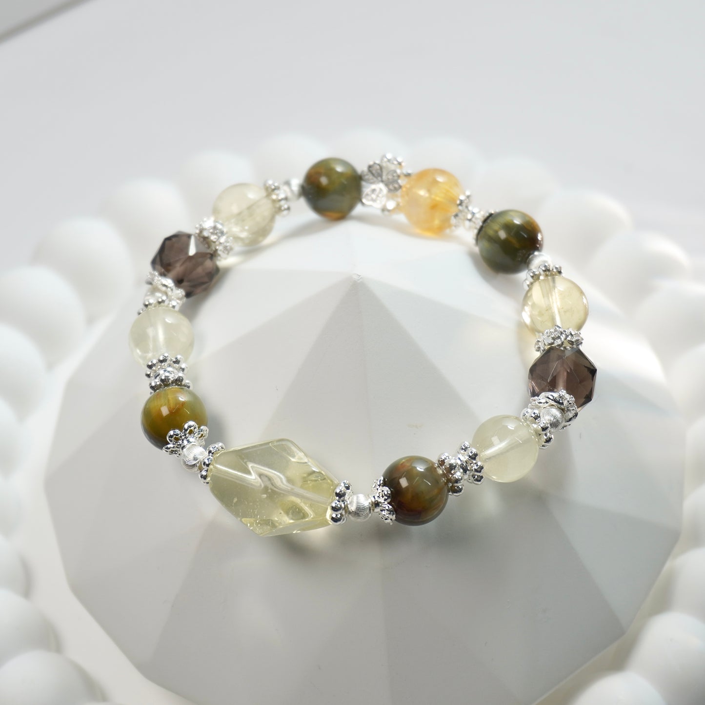 Confidence, Strength & Opportunities | Citrine, Pietersite & Icy Obsidian Crystal Bracelet