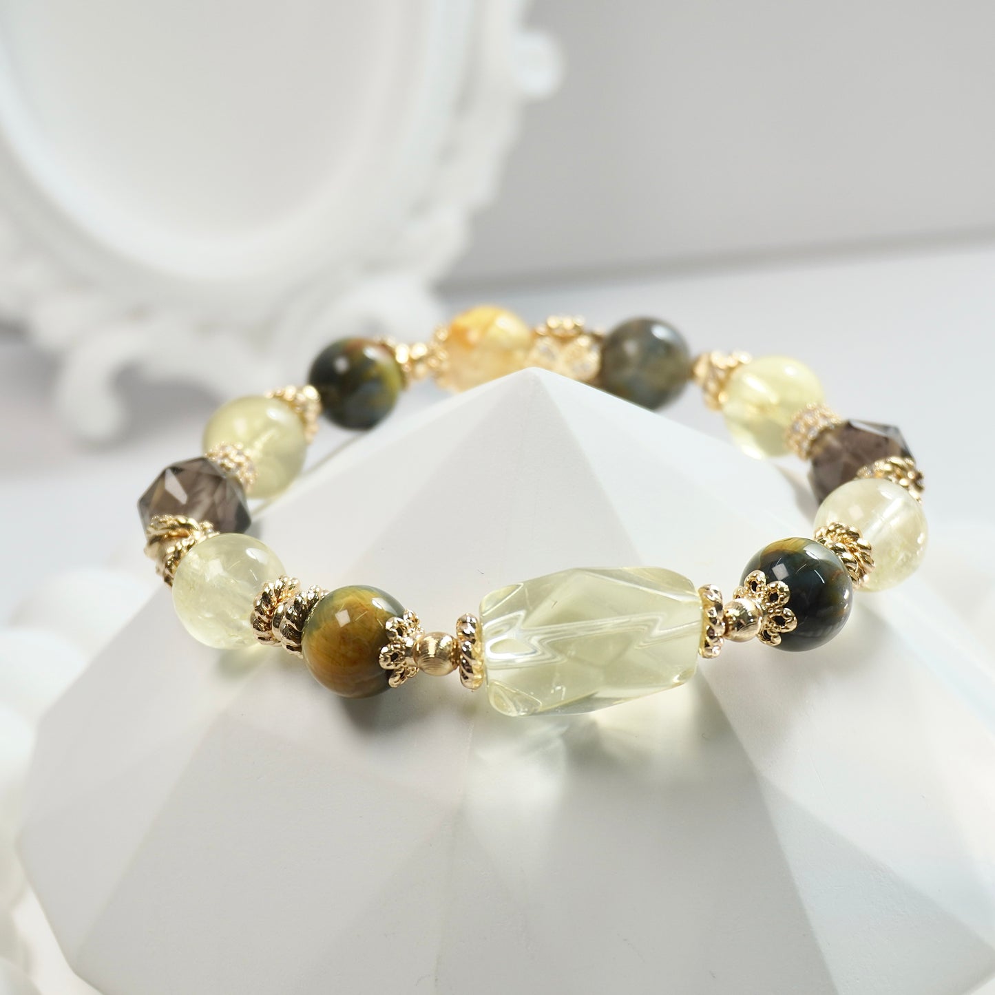 Confidence, Strength & Opportunities | Citrine, Pietersite & Icy Obsidian Crystal Bracelet