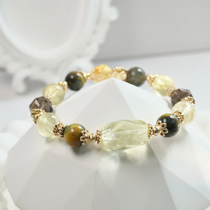 Confidence, Strength & Opportunities | Citrine, Pietersite & Icy Obsidian Crystal Bracelet