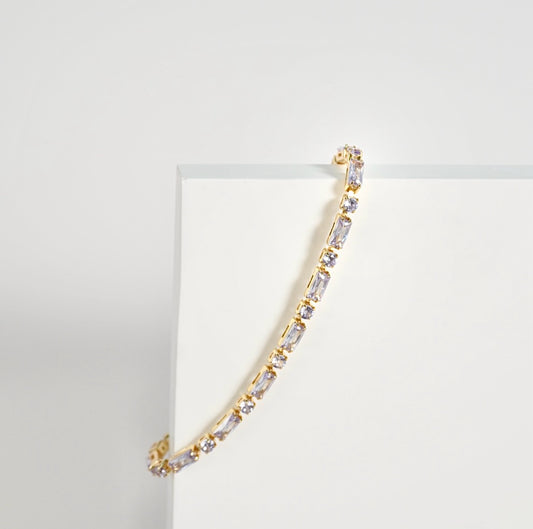Rectangular Tennis Bracelet | Gold (Purple Zircon)