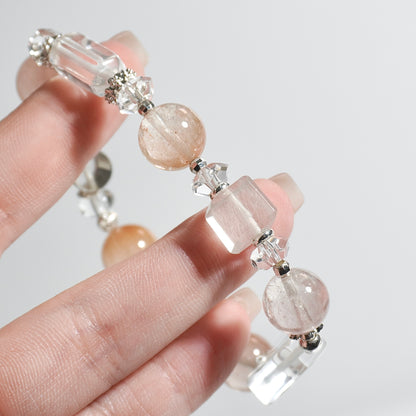 Clear Quartz & Premium Rutilated Quartz Crystal Bracelet