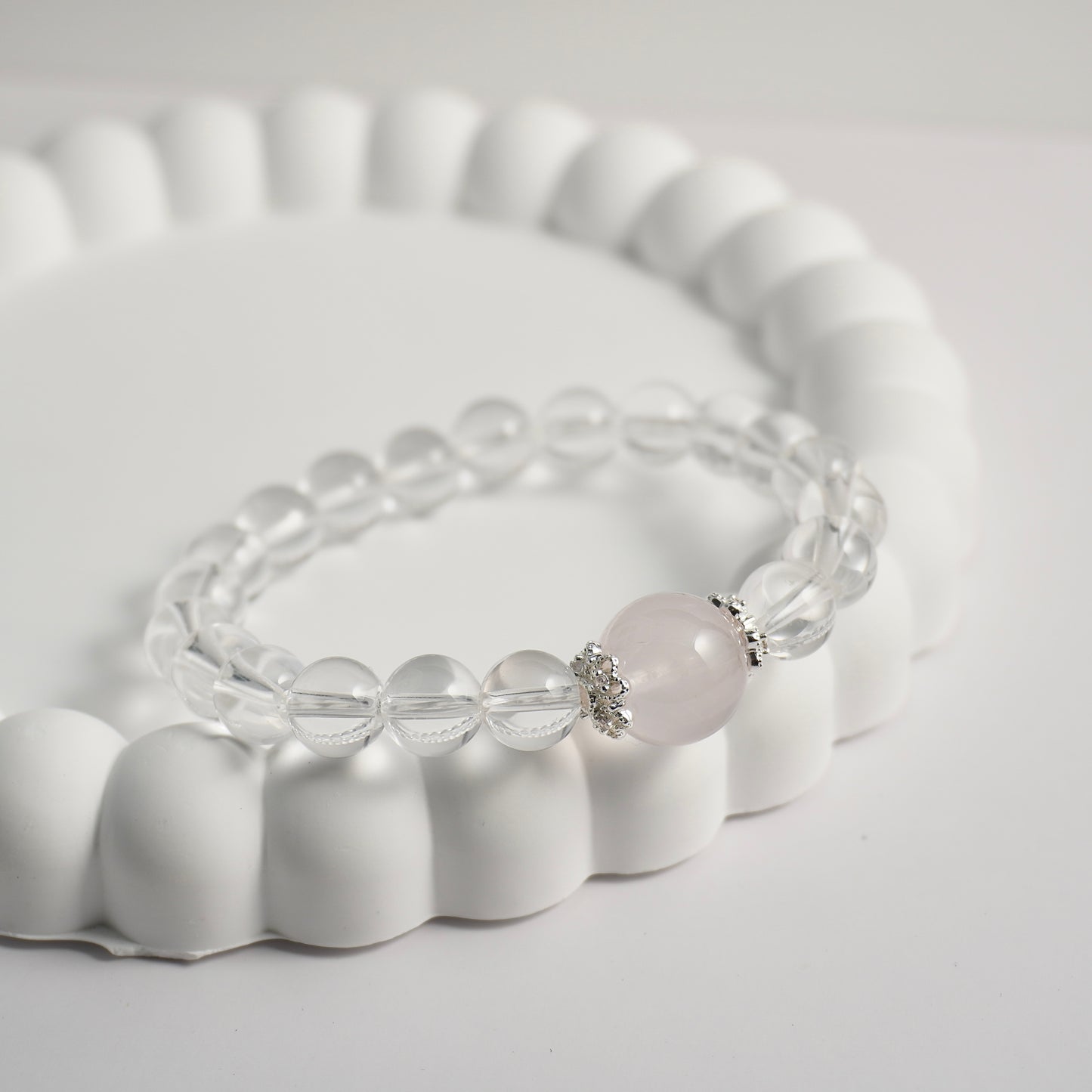 Clear Quartz & Rose Quartz Crystal Bracelet