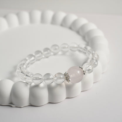 Clear Quartz & Rose Quartz Crystal Bracelet