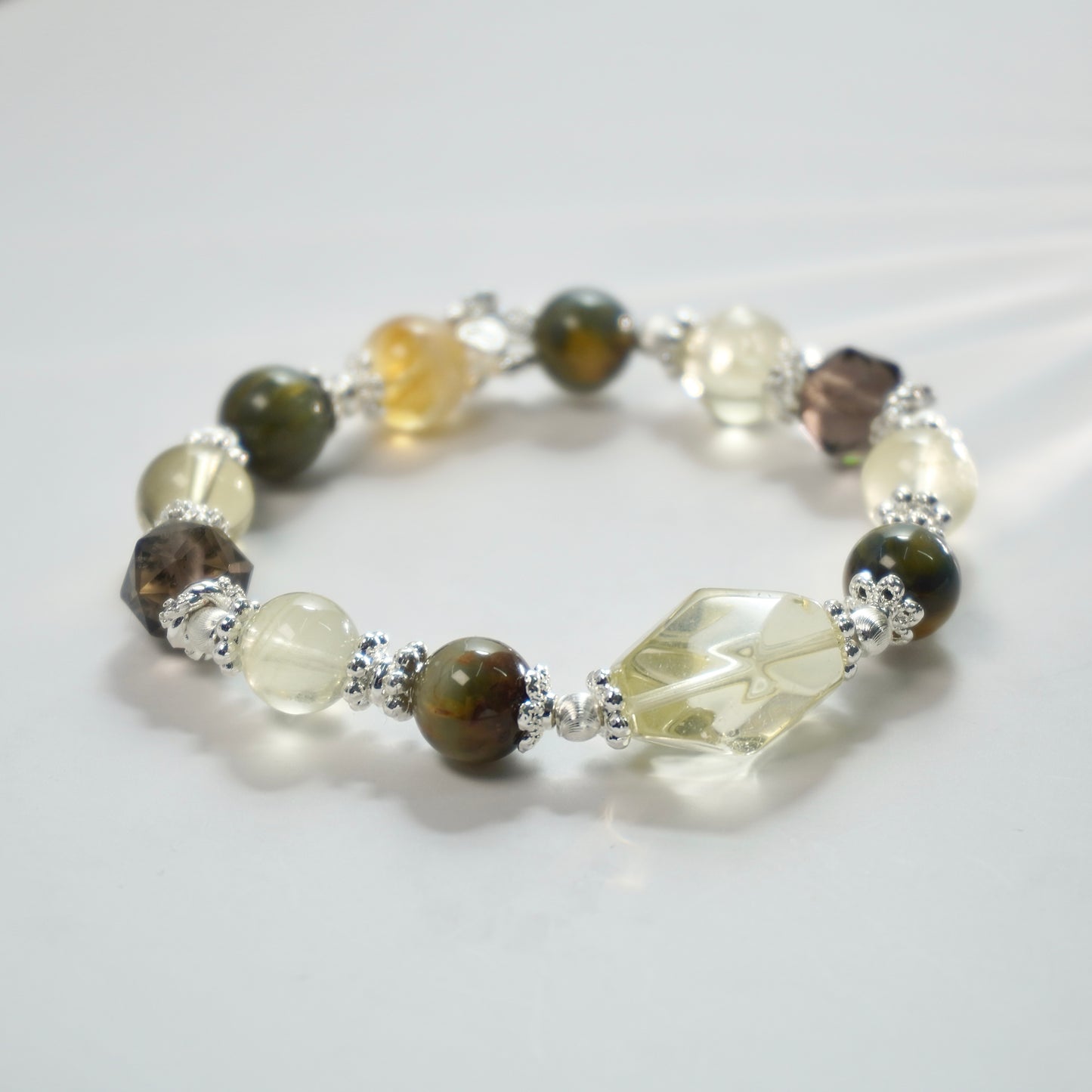 Confidence, Strength & Opportunities | Citrine, Pietersite & Icy Obsidian Crystal Bracelet