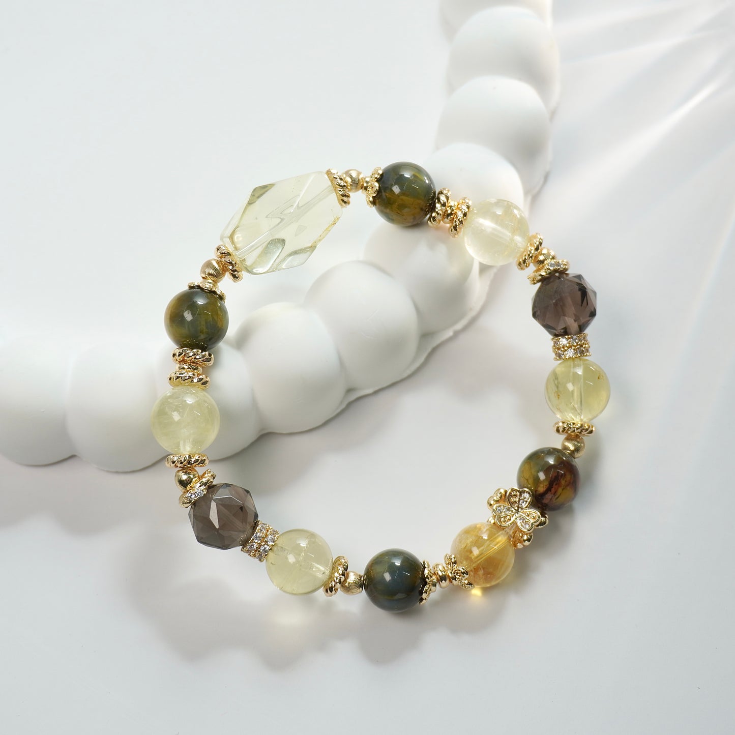 Confidence, Strength & Opportunities | Citrine, Pietersite & Icy Obsidian Crystal Bracelet