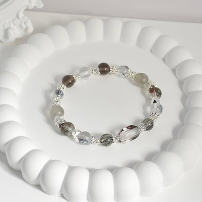 Protection, Clarity & Strength | Phantom Quartz, Black Rutilated Quartz, Herkimer Diamond & Clear Quartz Crystal Bracelet