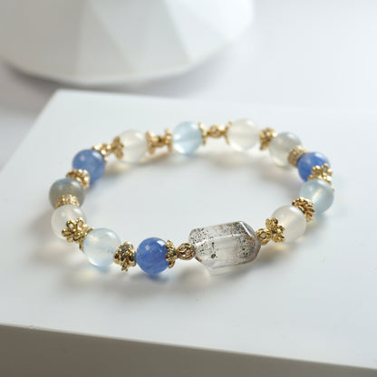 Clarity, Courage & Inner Balance | Venom Super 7, Kyanite, Aquamarine, White Agate & Labradorite Crystal Bracelet