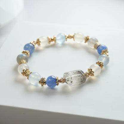 Clarity, Courage & Inner Balance | Venom Super 7, Kyanite, Aquamarine, White Agate & Labradorite Crystal Bracelet