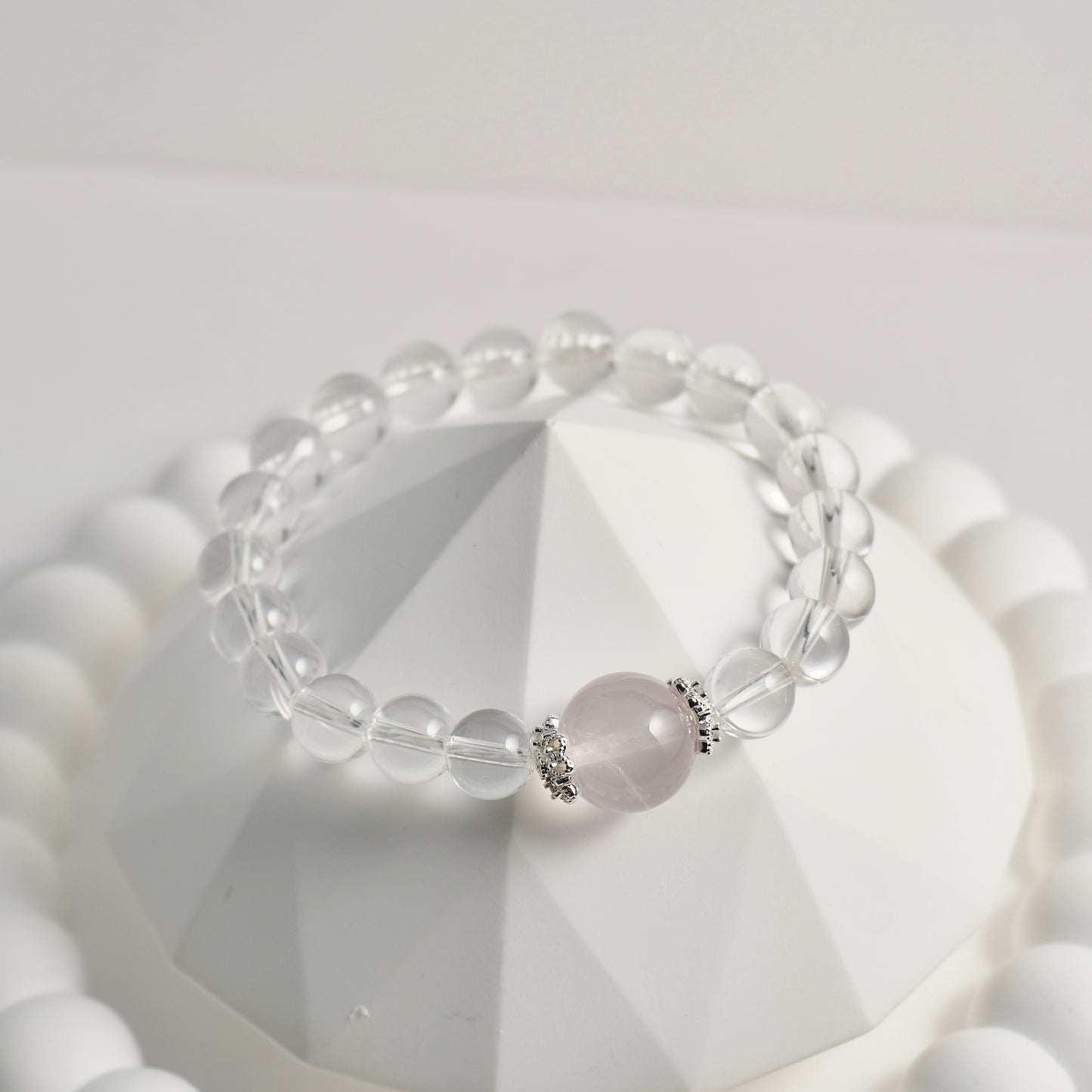 Clear Quartz & Rose Quartz Crystal Bracelet