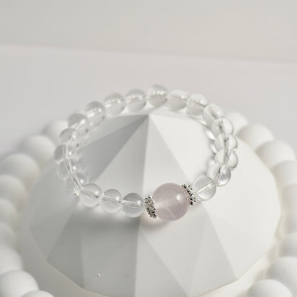 Clear Quartz & Rose Quartz Crystal Bracelet